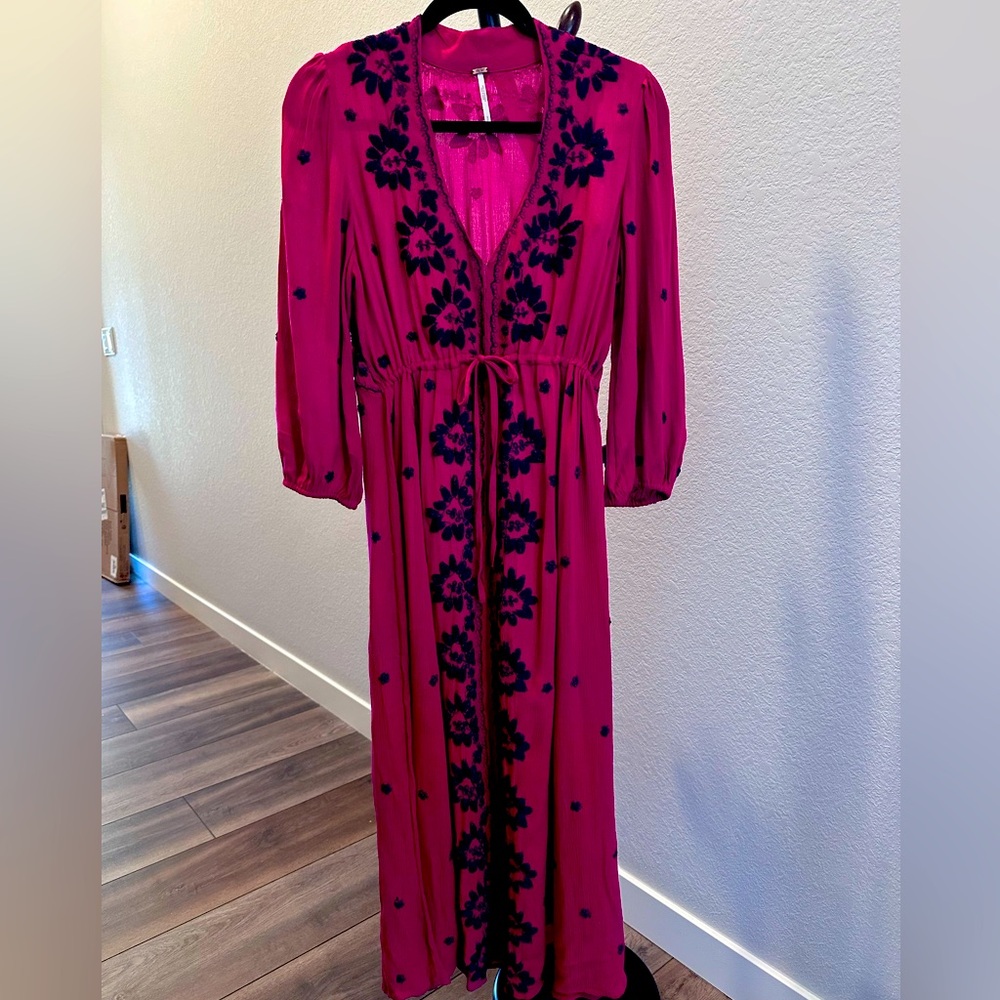 Free People Embroidered Boho Maxi Dresss